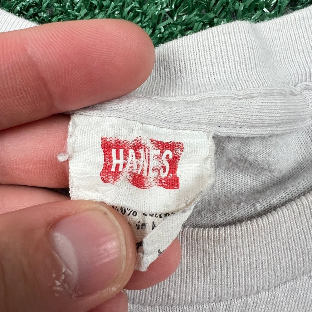 Vintage Hanes Apple Center Logo Distressed T-Shirt Mens XL Gray Early iPhone Y2K - Picture 2 of 9